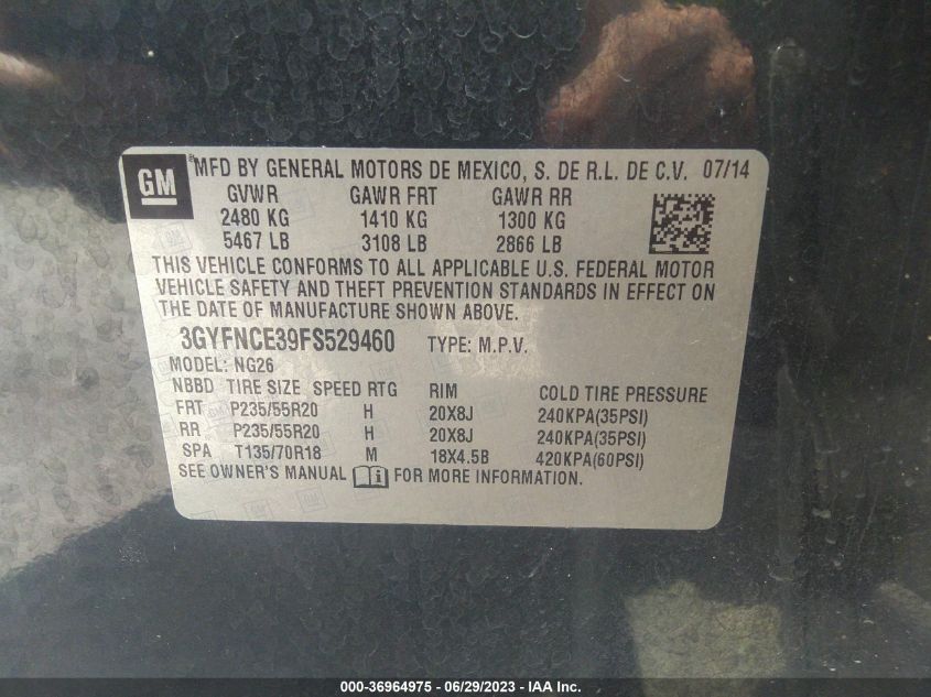 2015 CADILLAC SRX PERFORMANCE COLLECTION - 3GYFNCE39FS529460