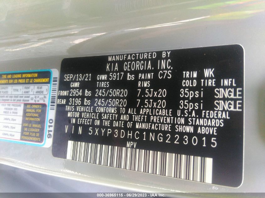 2022 KIA TELLURIDE EX - 5XYP3DHC1NG223015