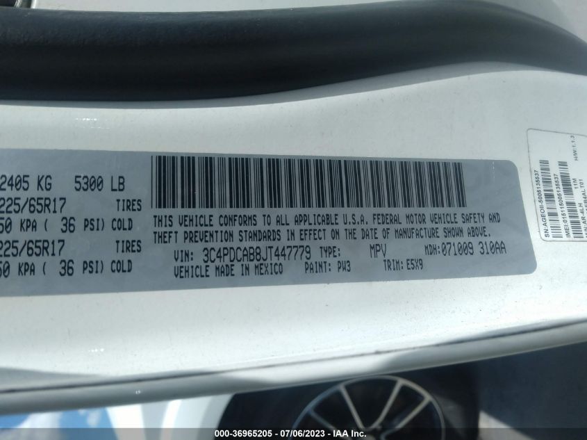 2018 DODGE JOURNEY SE - 3C4PDCAB8JT447779