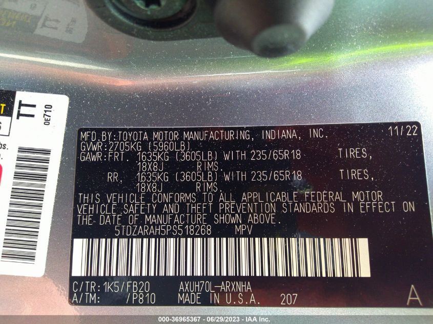 2023 TOYOTA HIGHLANDER HYBRID LE - 5TDZARAH5PS518268