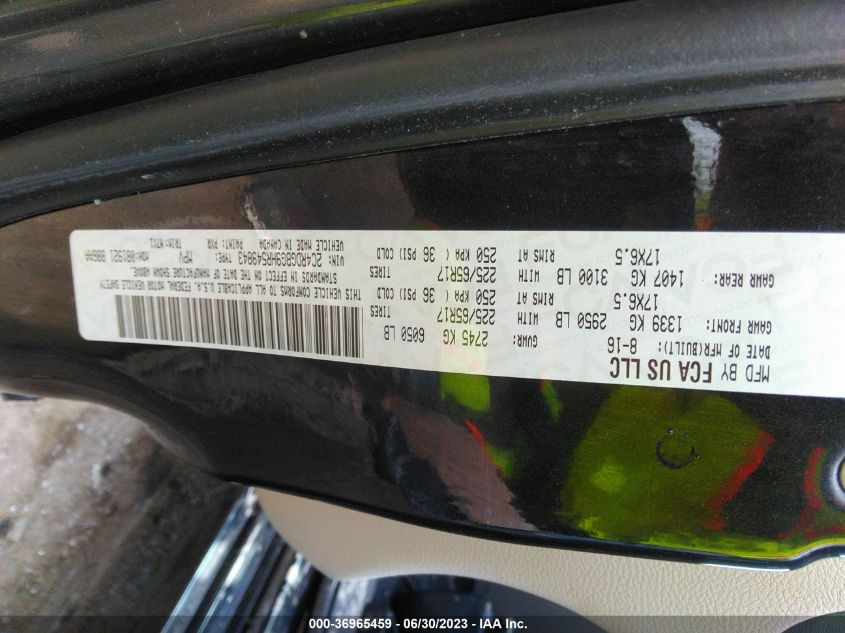 2017 DODGE GRAND CARAVAN SE - 2C4RDGBG9HR549843
