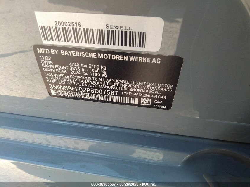 2023 BMW 3 SERIES 330I XDRIVE - 3MW89FF02P8D07587
