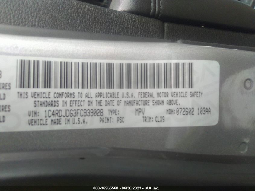 2015 DODGE DURANGO LIMITED - 1C4RDJDG3FC939028
