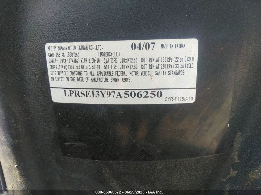 2007 YAMAHA YJ125 LPRSE13Y97A506250
