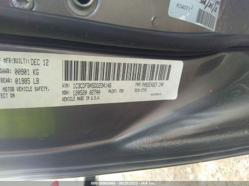 2013 DODGE DART SXT - 1C3CDFBA5DD234146