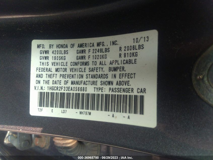 2014 HONDA ACCORD SEDAN LX - 1HGCR2F33EA056680