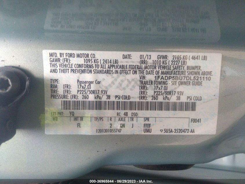 2013 FORD C-MAX HYBRID SEL - 1FADP5BU7DL521110
