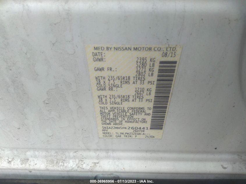 2015 NISSAN MURANO S - 5N1AZ2MH5FN260441