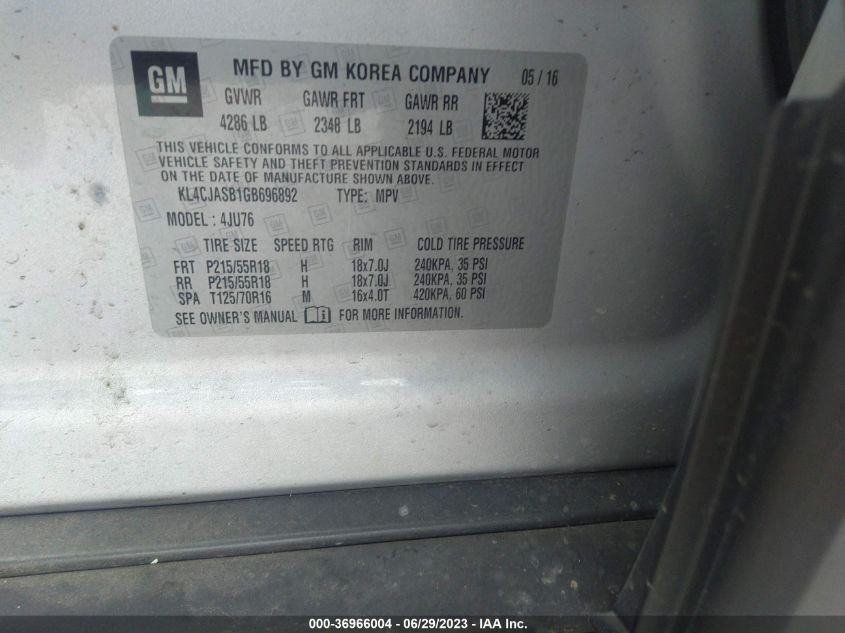 2016 BUICK ENCORE - KL4CJASB1GB696892