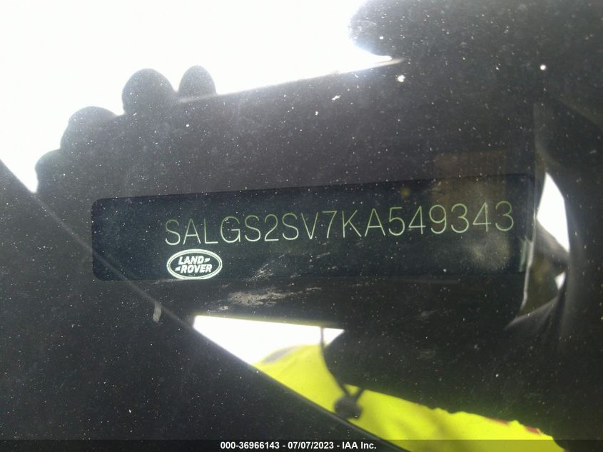 Auction sale of the 2019 LAND ROVER RANGE ROVER , vin: SALGS2SV7KA549343, lot number: 36966143