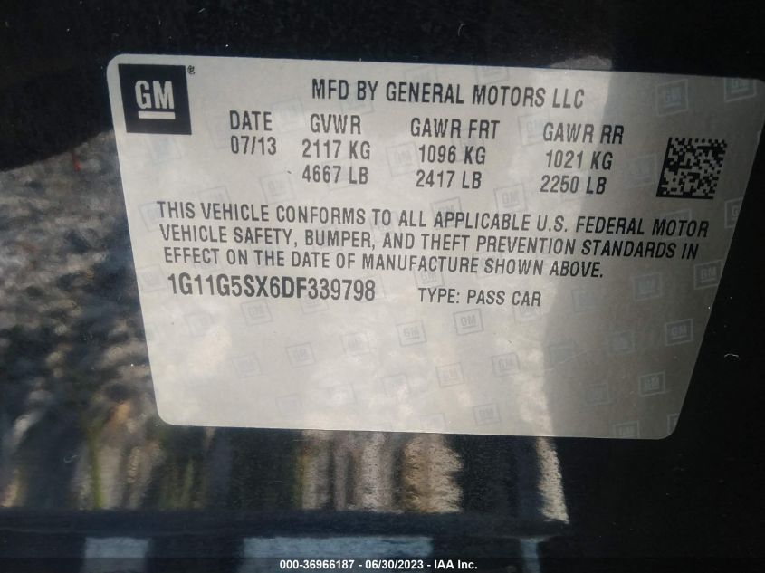 2013 CHEVROLET MALIBU LT - 1G11G5SX6DF339798