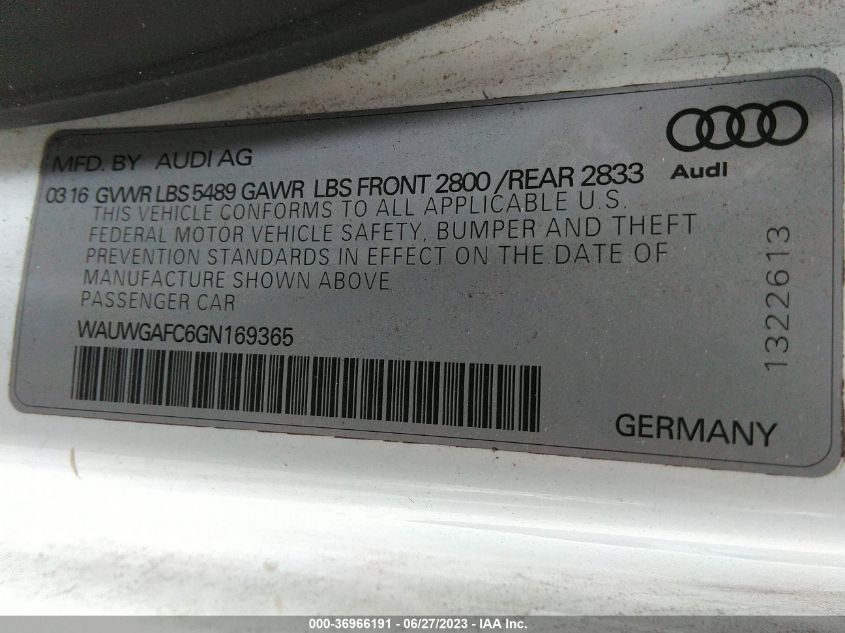 2016 AUDI A7 3.0 PREMIUM PLUS - WAUWGAFC6GN169365