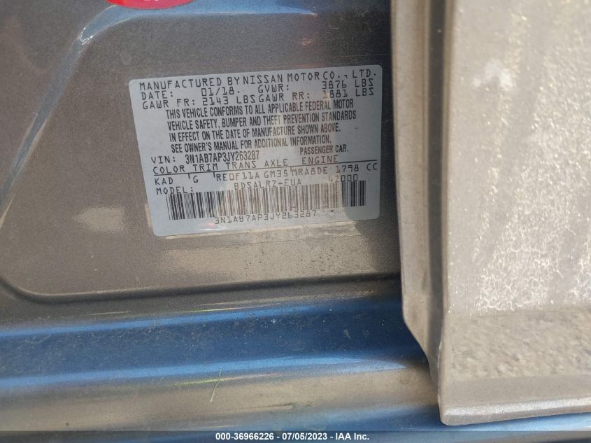 2018 NISSAN SENTRA SR - 3N1AB7AP3JY263287