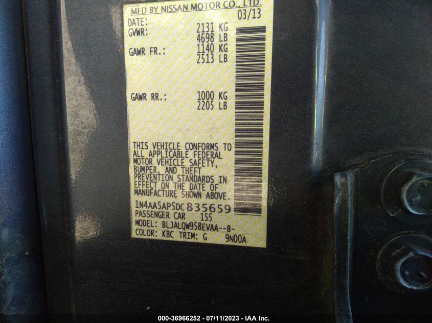 2013 NISSAN MAXIMA 3.5 S - 1N4AA5AP5DC835659