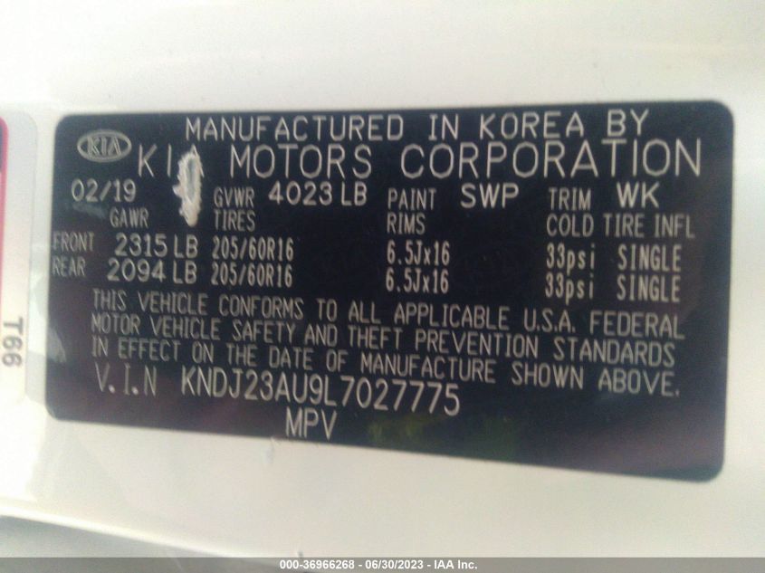 2020 KIA SOUL S - KNDJ23AU9L7027775