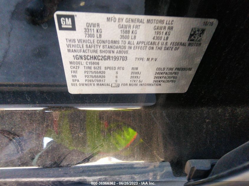 2016 CHEVROLET SUBURBAN LT - 1GNSCHKC2GR199703