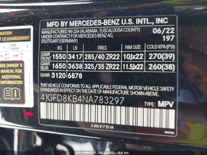 2022 MERCEDES-BENZ GLE AMG GLE 63 S - 4JGFD8KB4NA783297