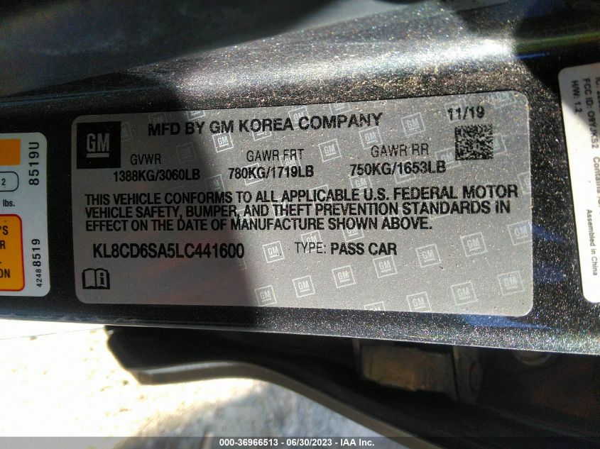 2020 CHEVROLET SPARK 1LT - KL8CD6SA5LC441600