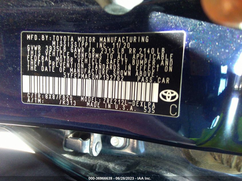 2021 TOYOTA COROLLA LE - 5YFEPMAE0MP192762