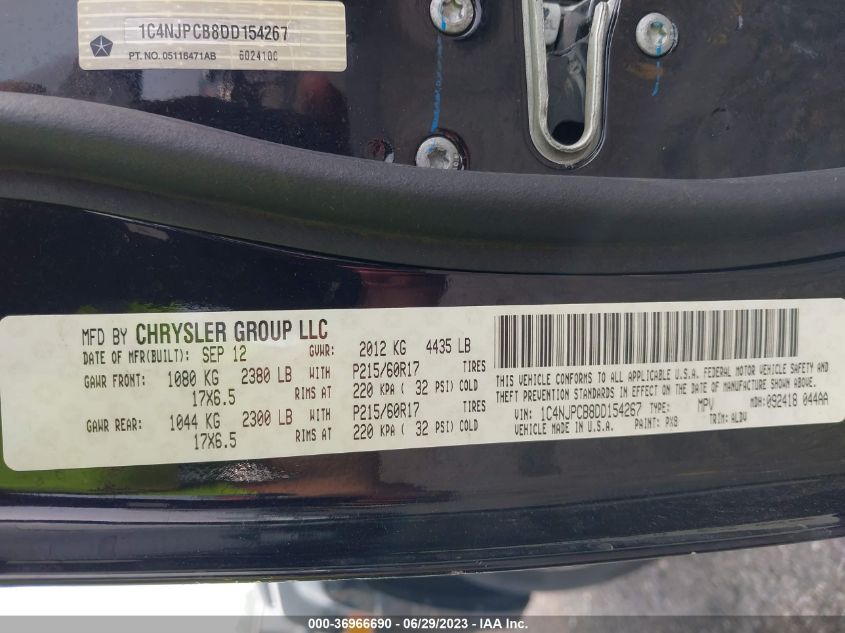 2013 JEEP PATRIOT LIMITED - 1C4NJPCB8DD154267