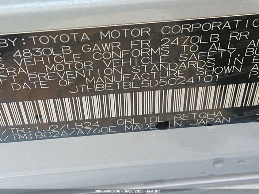 2013 LEXUS GS 350 - JTHBE1BL5D5024101