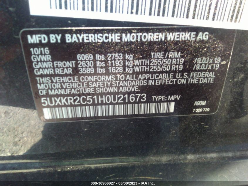 5UXKR2C51H0U21673 2017 BMW X5, photo no. 9