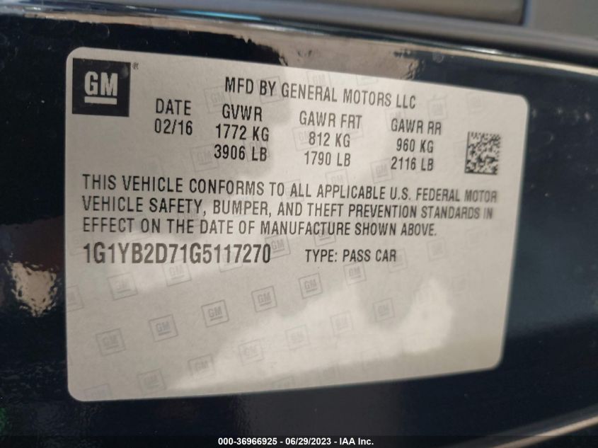 2016 CHEVROLET CORVETTE 1LT - 1G1YB2D71G5117270