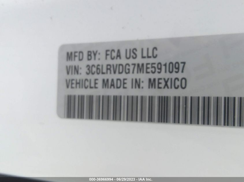 2021 RAM PROMASTER CARGO VAN - 3C6LRVDG7ME591097
