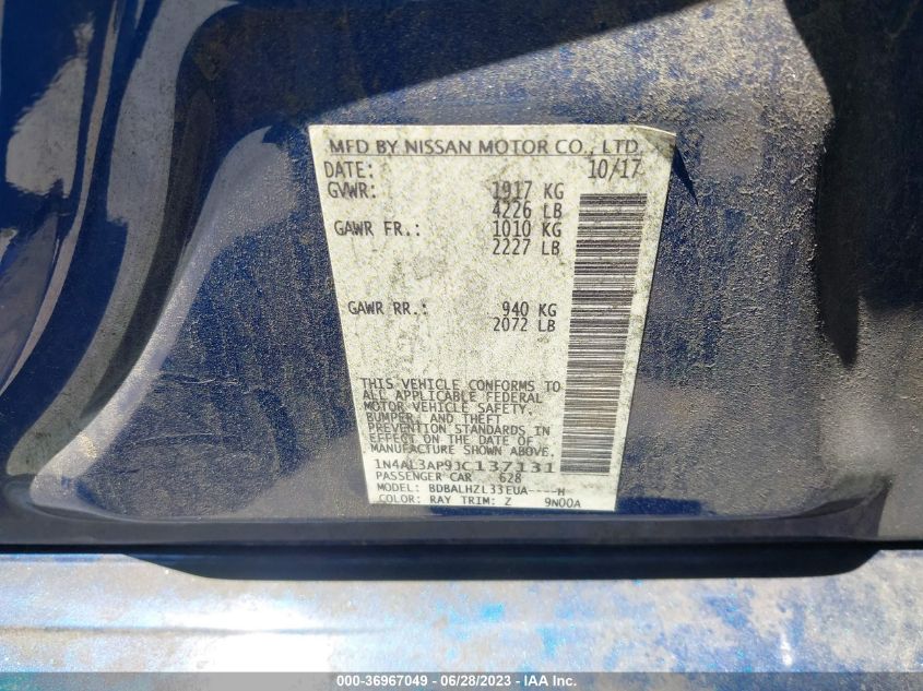 2018 NISSAN ALTIMA 2.5 SR - 1N4AL3AP9JC137131