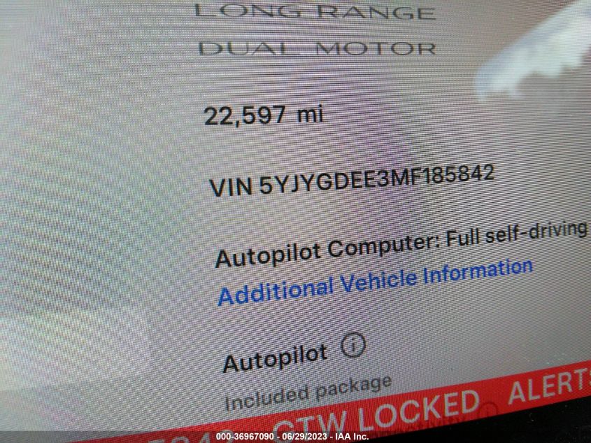 2021 TESLA MODEL Y LONG RANGE - 5YJYGDEE3MF185842