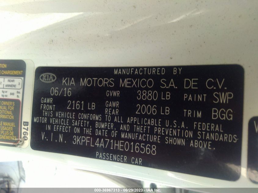 2017 KIA FORTE LX/S - 3KPFL4A71HE016568