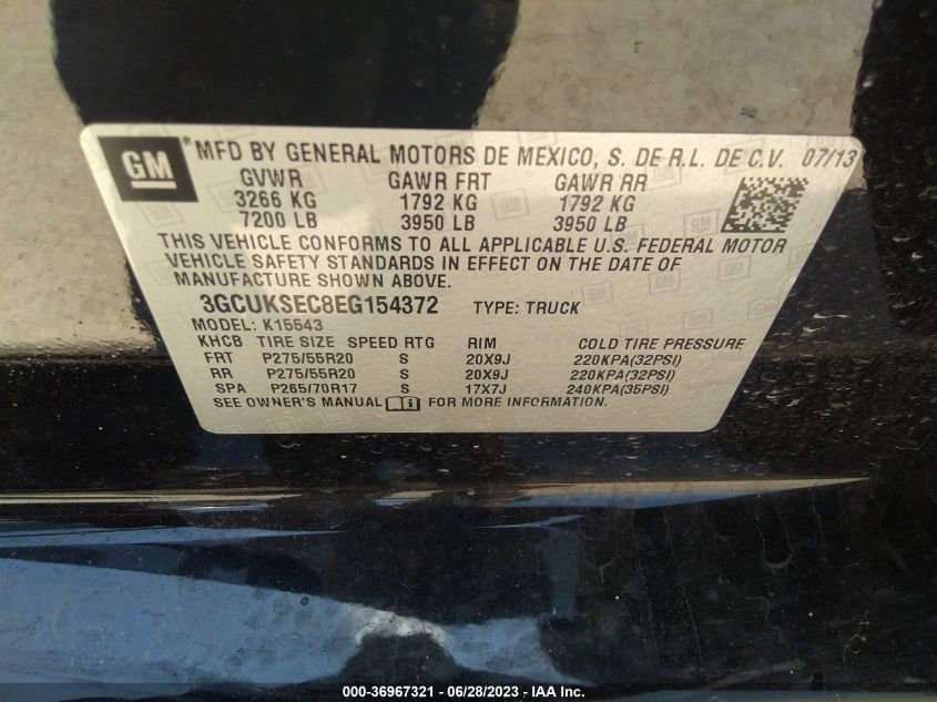2014 CHEVROLET SILVERADO 1500 LTZ - 3GCUKSEC8EG154372