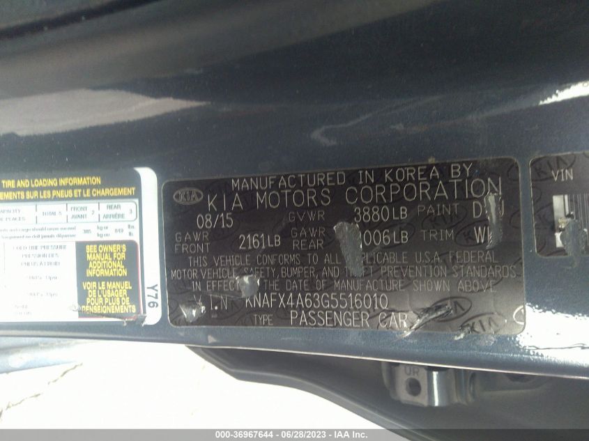 2016 KIA FORTE LX - KNAFX4A63G5516010
