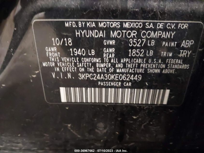 2019 HYUNDAI ACCENT SE - 3KPC24A30KE062449