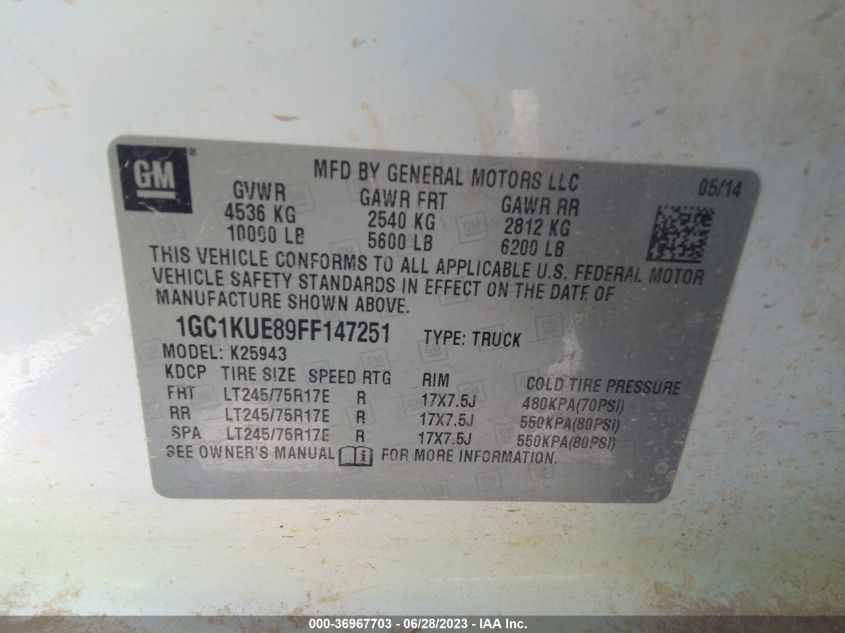 2015 CHEVROLET SILVERADO 2500HD WORK TRUCK - 1GC1KUE89FF147251