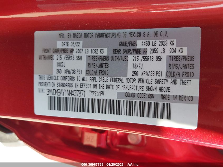 2022 MAZDA CX-30 - 3MVDMBAY1NM437871