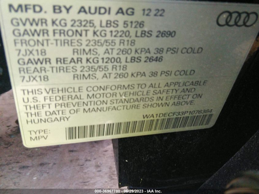 2023 AUDI Q3 S LINE PREMIUM - WA1DECF33P1076364