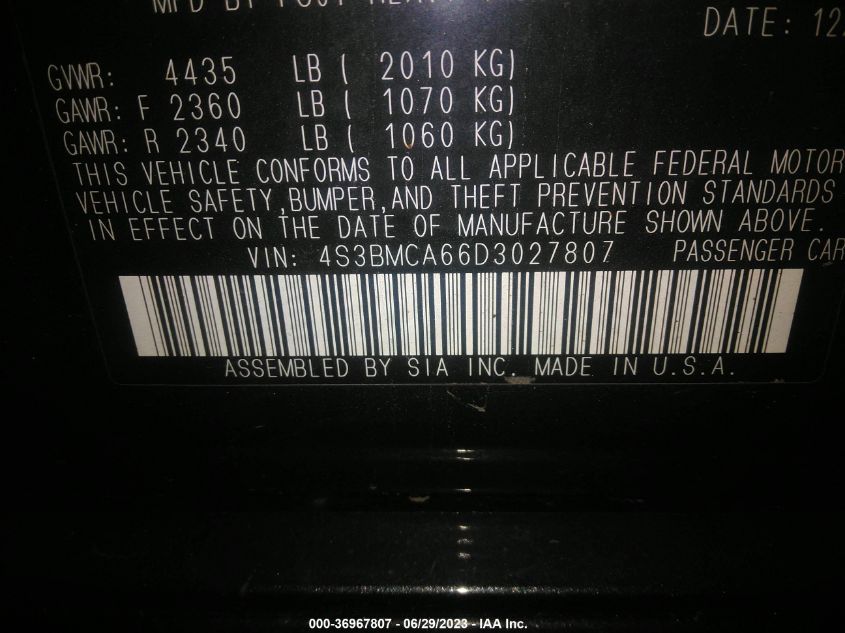 2013 SUBARU LEGACY 2.5I - 4S3BMCA66D3027807