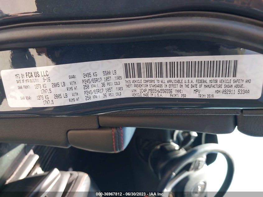 VIN 1C4PJMBS5HW556556 2017 JEEP CHEROKEE TRAILHAWK