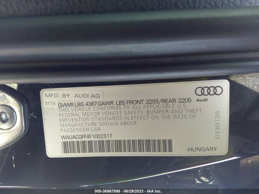 2015 AUDI A3 1.8T PREMIUM - WAUACGFF4F1002317