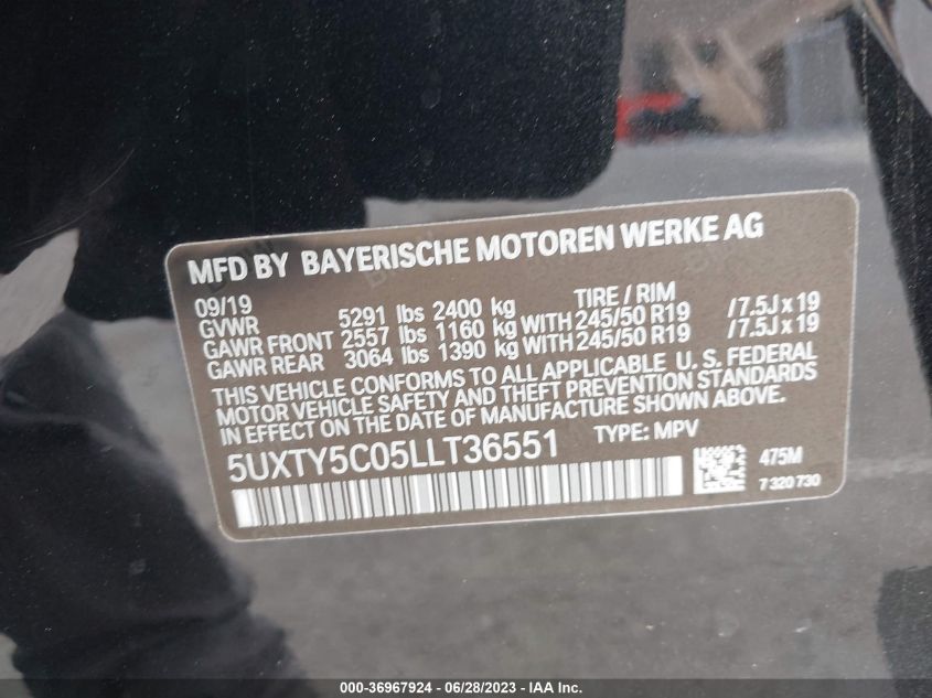 5UXTY5C05LLT36551 2020 BMW X3, photo no. 9