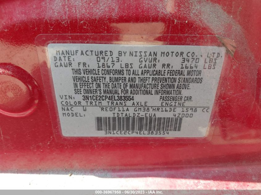 2014 NISSAN VERSA NOTE SV - 3N1CE2CP4EL383554