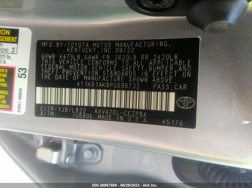 2023 TOYOTA CAMRY XSE - 4T1K61AK8PU096732