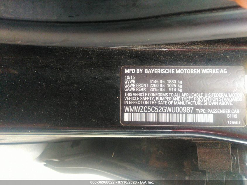2016 MINI COOPER COUNTRYMAN S - WMWZC5C52GWU00987