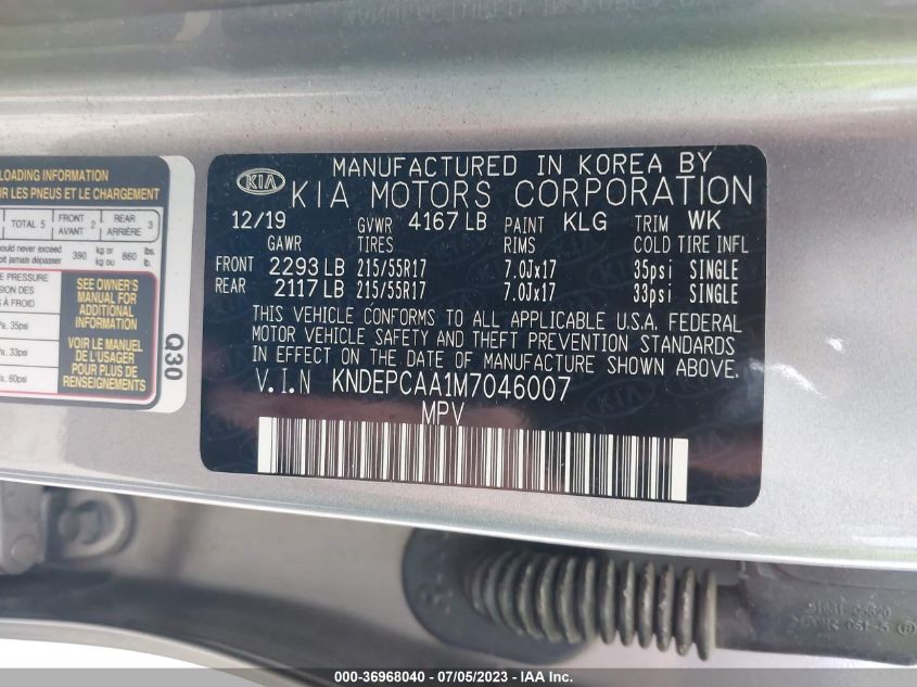 2021 KIA SELTOS LX - KNDEPCAA1M7046007