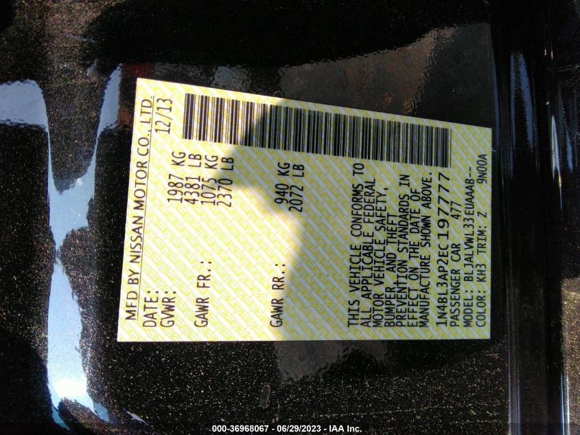 2014 NISSAN ALTIMA - 1N4BL3AP2EC197777