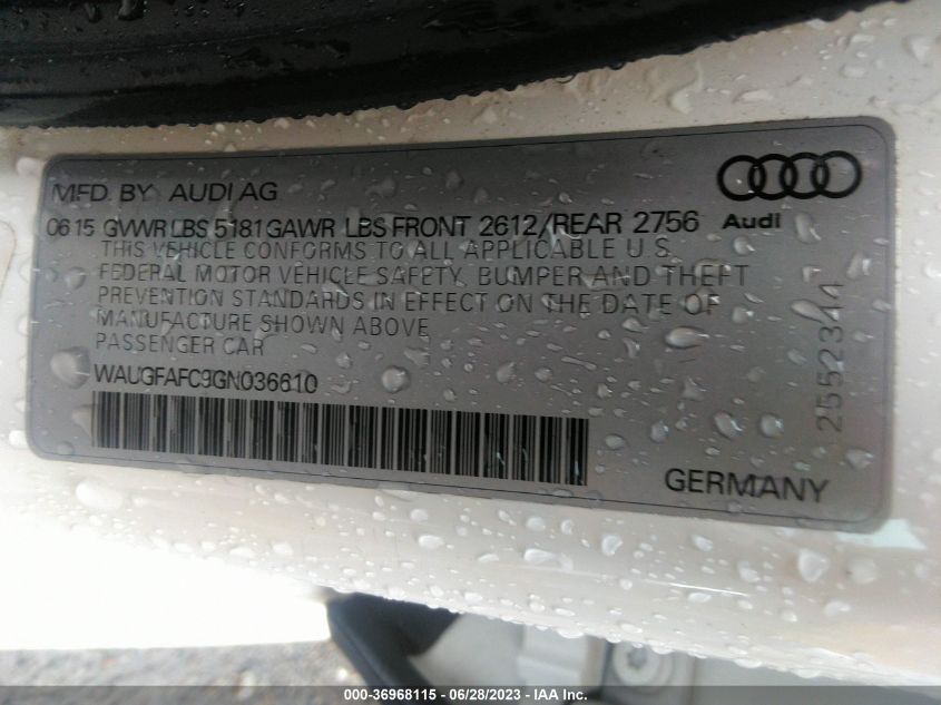 2016 AUDI A6 2.0T PREMIUM PLUS - WAUGFAFC9GN036610
