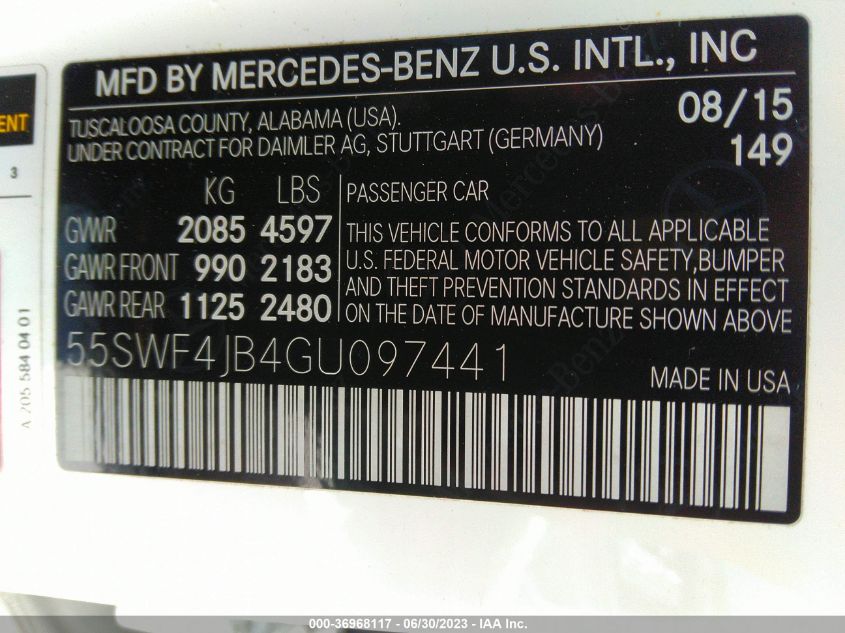 2016 MERCEDES-BENZ C-CLASS C 300 - 55SWF4JB4GU097441
