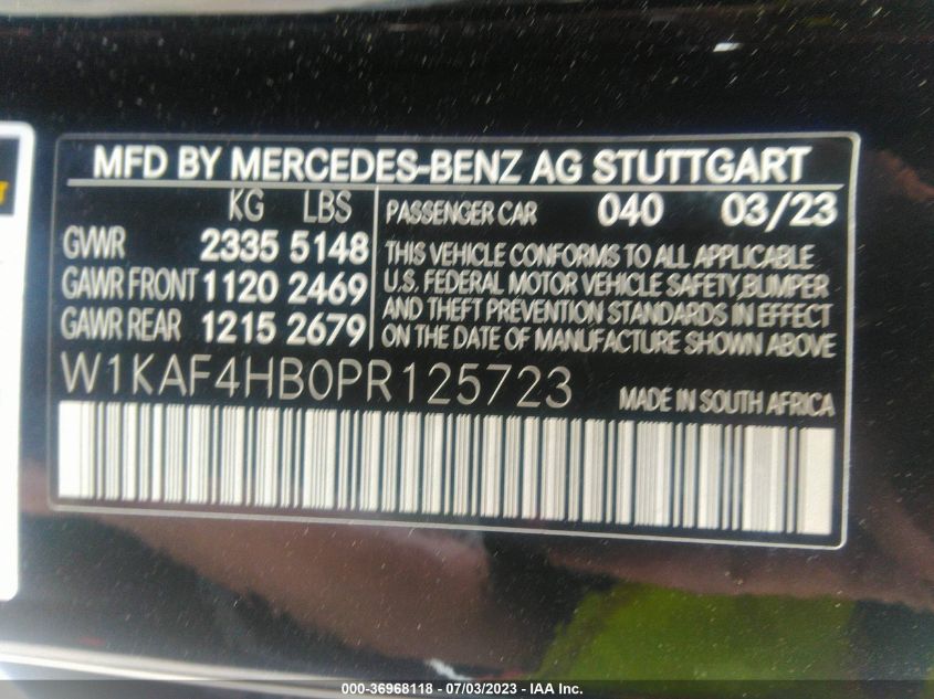 W1KAF4HB0PR125723 Mercedes-Benz C-Class C 300 9