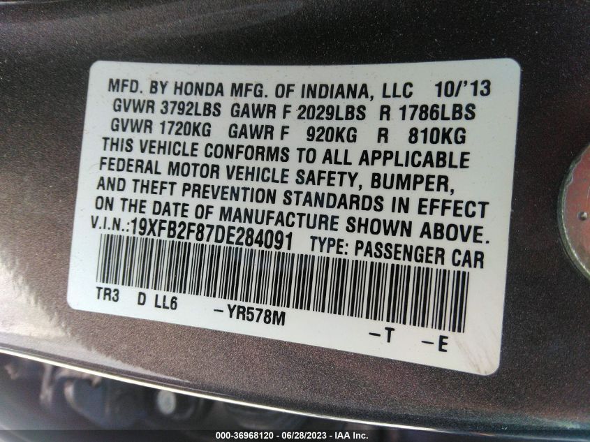 2013 HONDA CIVIC SDN EX - 19XFB2F87DE284091